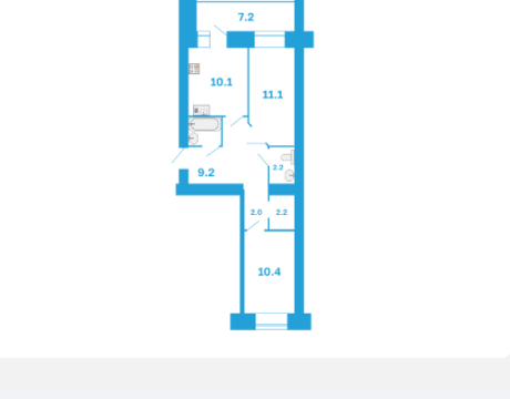 Планировка 2-комнатной квартиры 53,1 м²